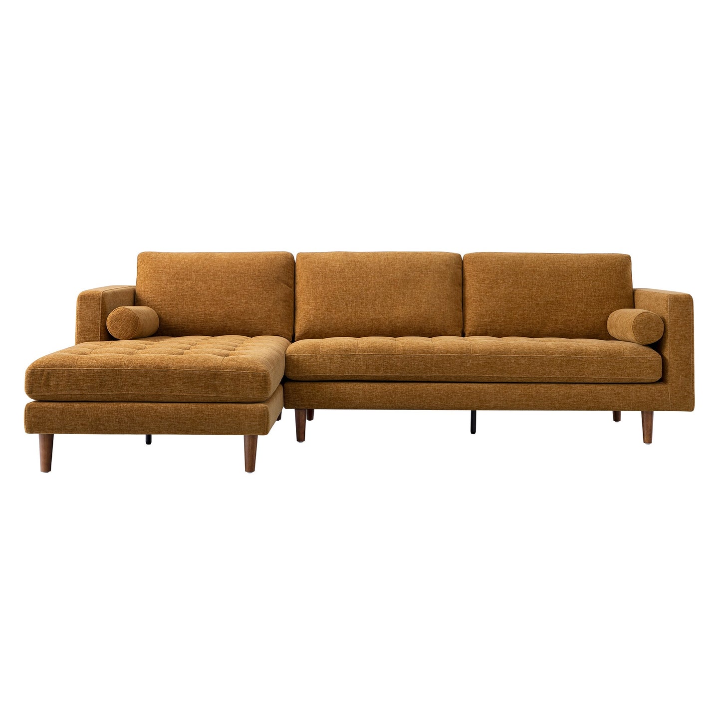 Henrietta Spiced Honey Chenille Grand 4-Seater Chaise End Sofa, Left Hand Facing