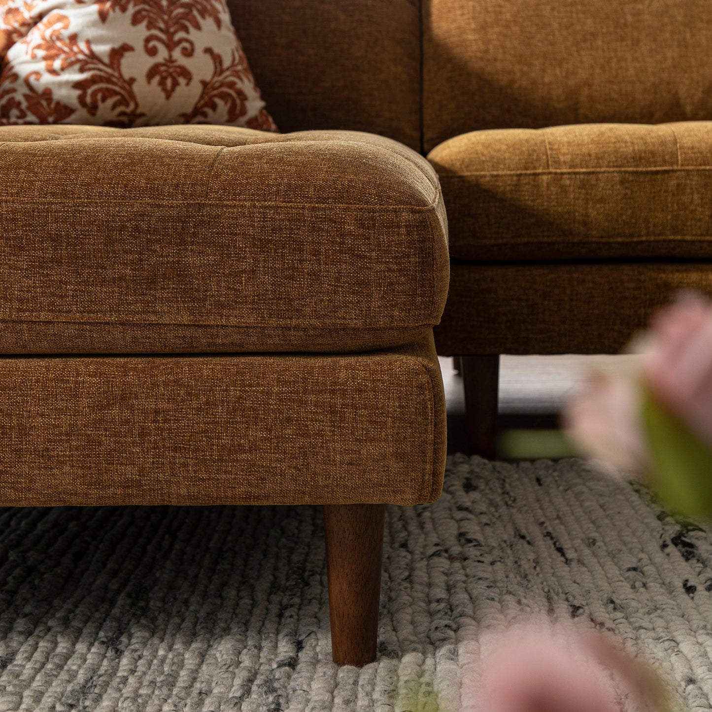 Henrietta Spiced Honey Chenille Grand 4-Seater Chaise End Sofa, Left Hand Facing