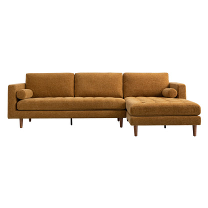 Henrietta Spiced Honey Chenille Grand 4-Seater Chaise End Sofa, Right Hand Facing