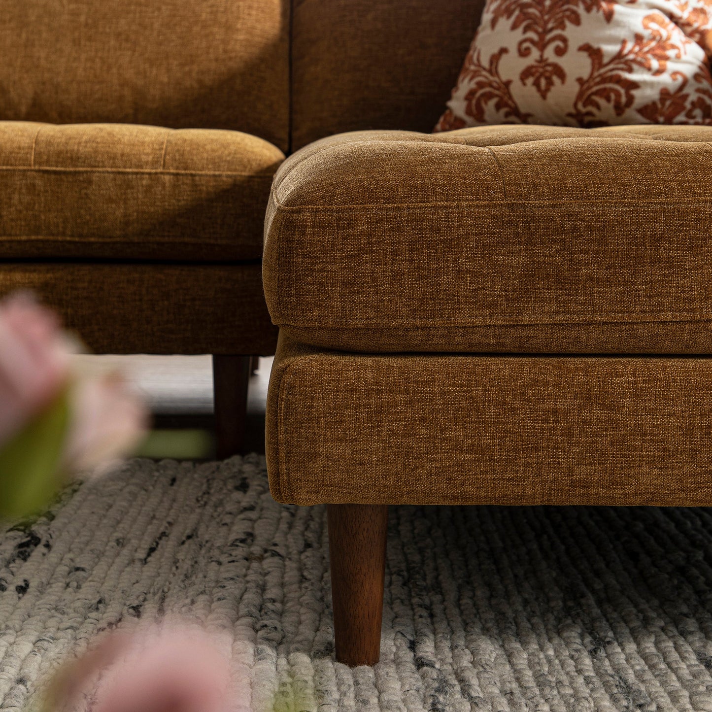 Henrietta Spiced Honey Chenille Grand 4-Seater Chaise End Sofa, Right Hand Facing