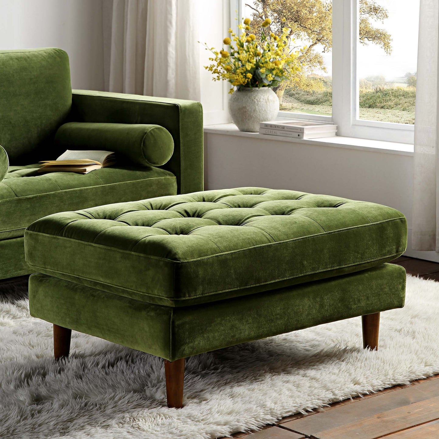 Henrietta Ottoman, Moss Green Velvet