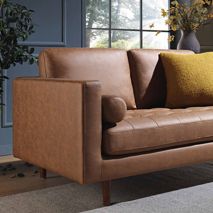 Henrietta 2-Seater Sofa, Tan Faux Suede