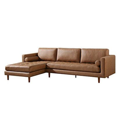 Henrietta Tan Faux Suede Grand 4-Seater Chaise End Sofa, Left Hand Facing