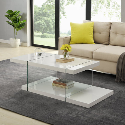 Albion White High Gloss and Glass Coffee Table