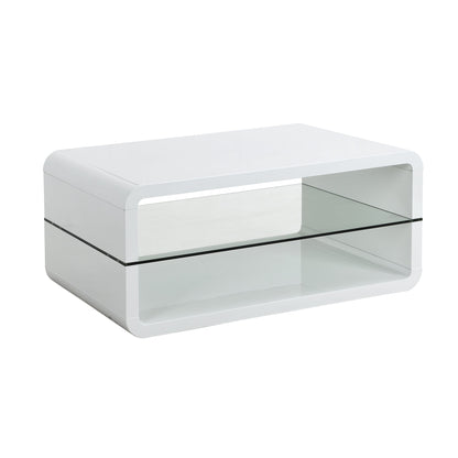 Lucent White High Gloss and Glass Shelf Coffee Table