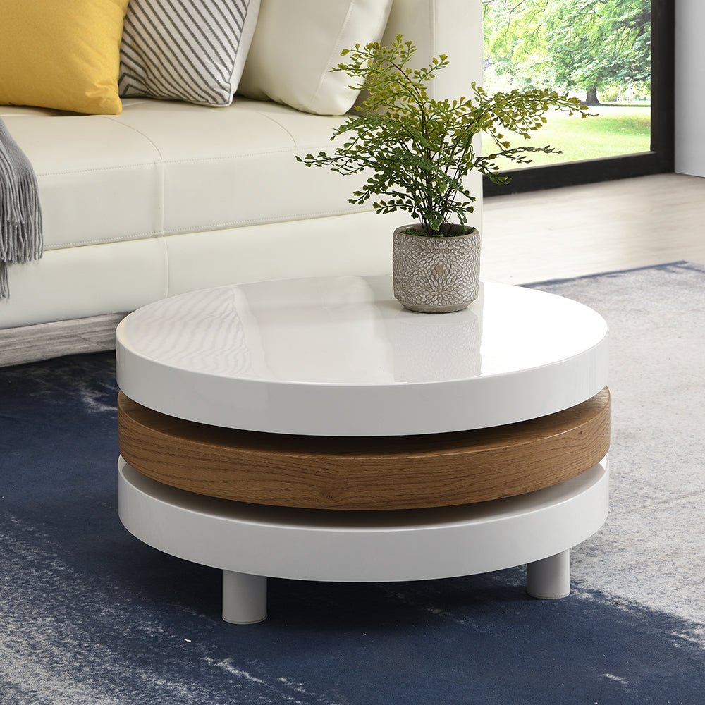 Gomboc 3 Tier High Gloss Rotating Coffee Table