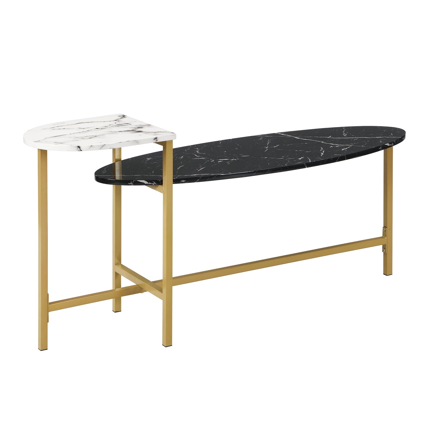 Sarina Black & White Marble Effect Oval Coffee Table