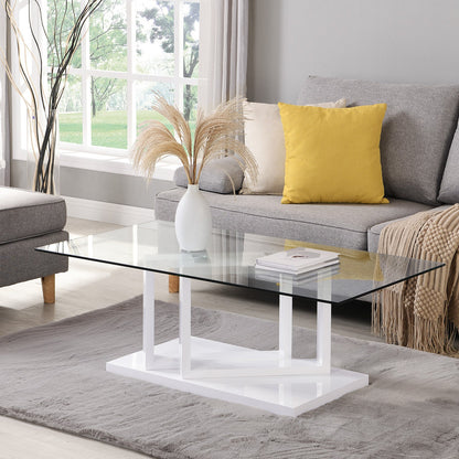 Lucent White High Gloss and Glass Top Coffee Table