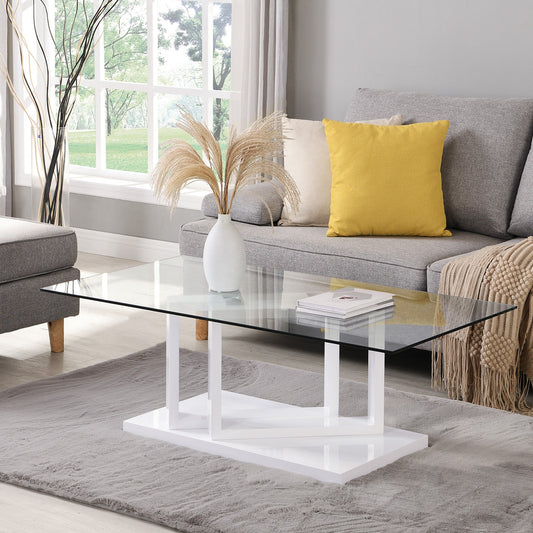 Lucent White High Gloss and Glass Top Coffee Table