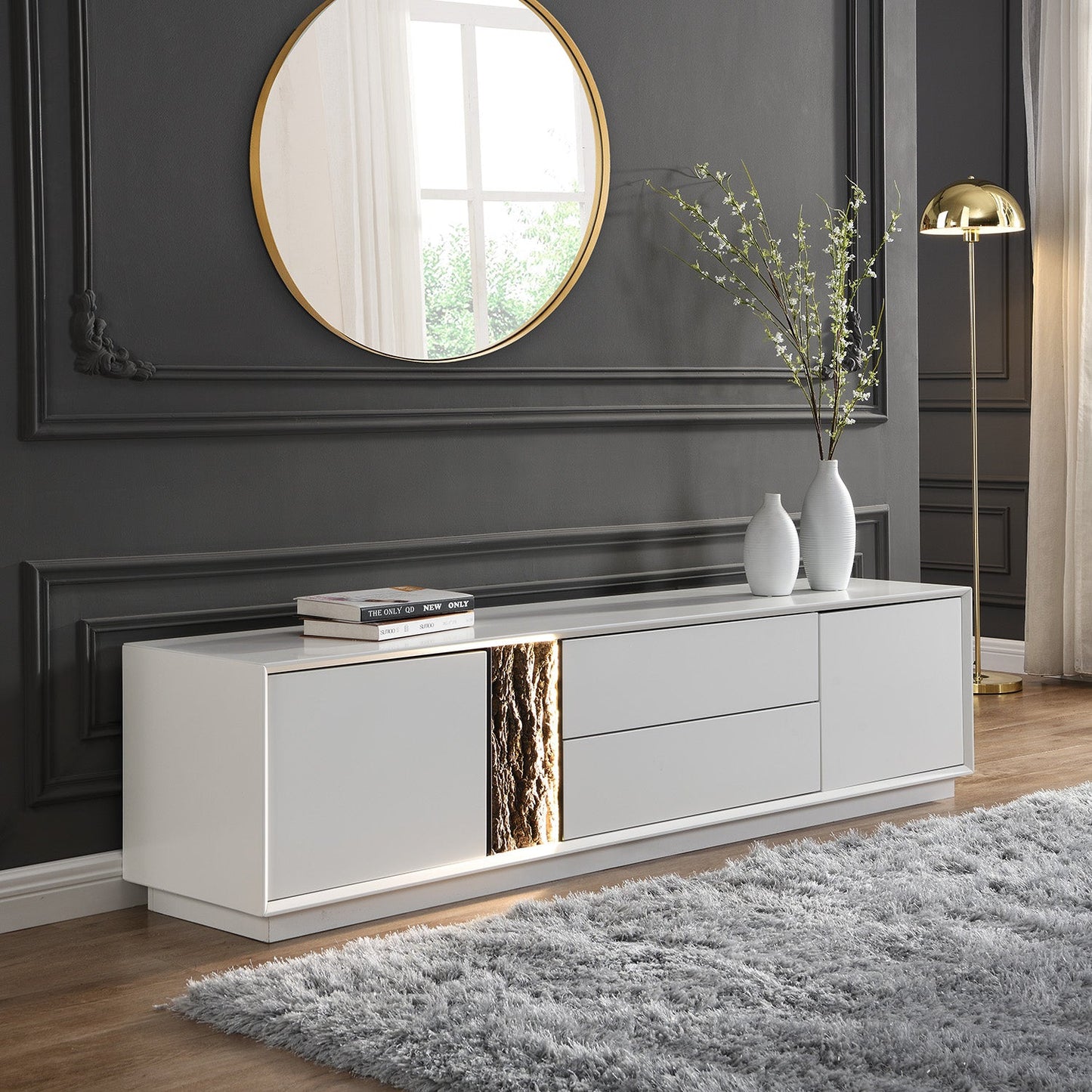 Glen Tree Bark Extra Wide LED TV Unit