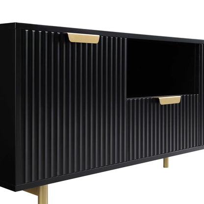 Richmond Ridged 120cm Wide TV Media Unit, Matte Black