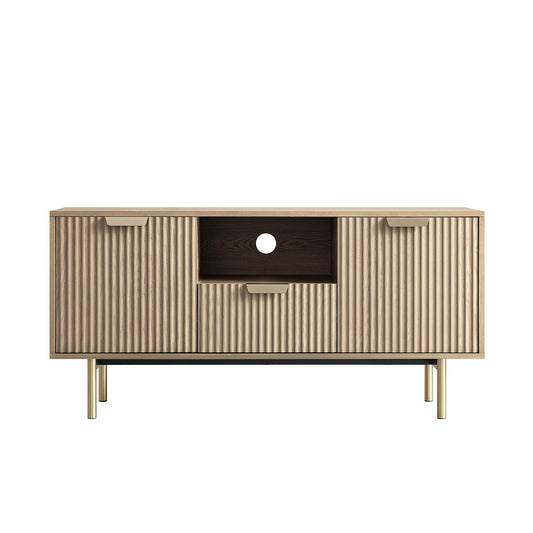 Richmond Ridged 120cm Wide TV Media Unit, Light Ash