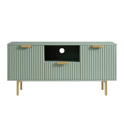 Richmond Ridged 120cm Wide TV Media Unit, Matte Sage Green
