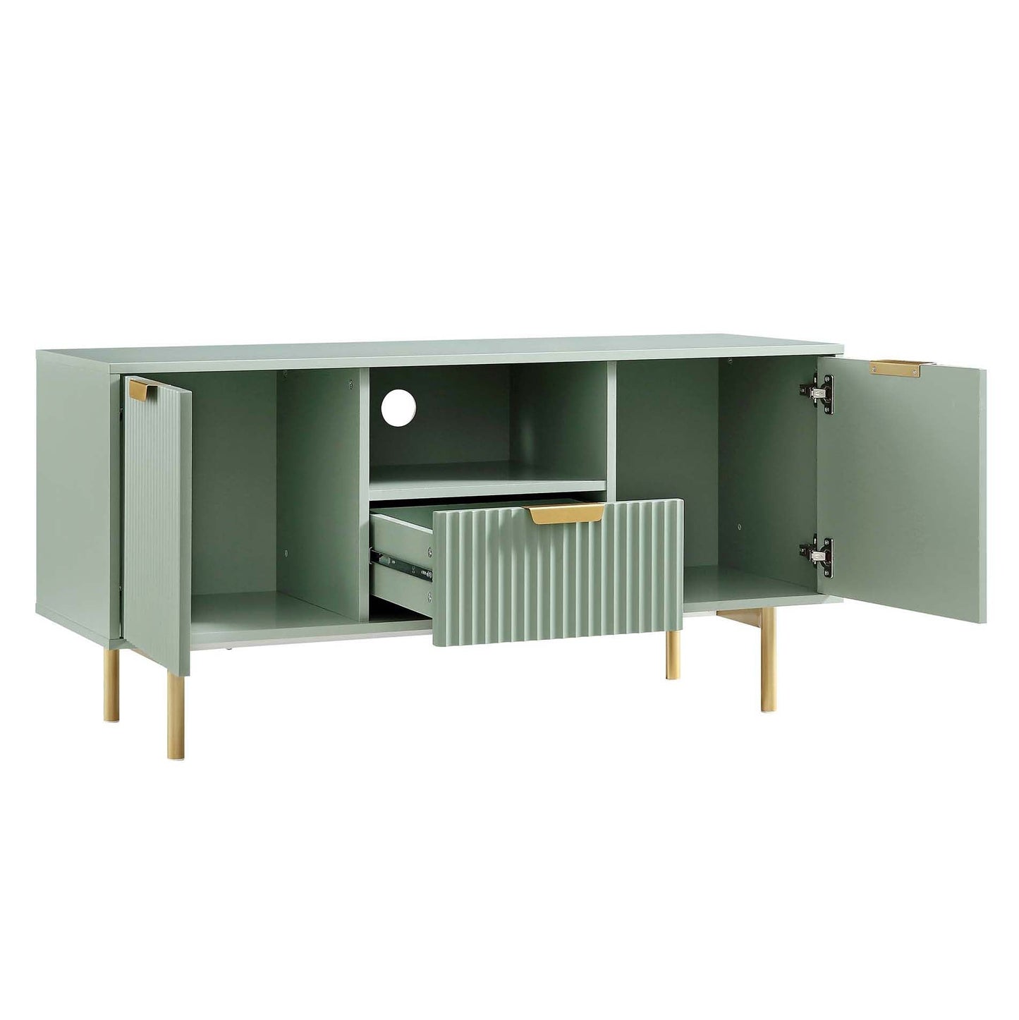 Richmond Ridged 120cm Wide TV Media Unit, Matte Sage Green