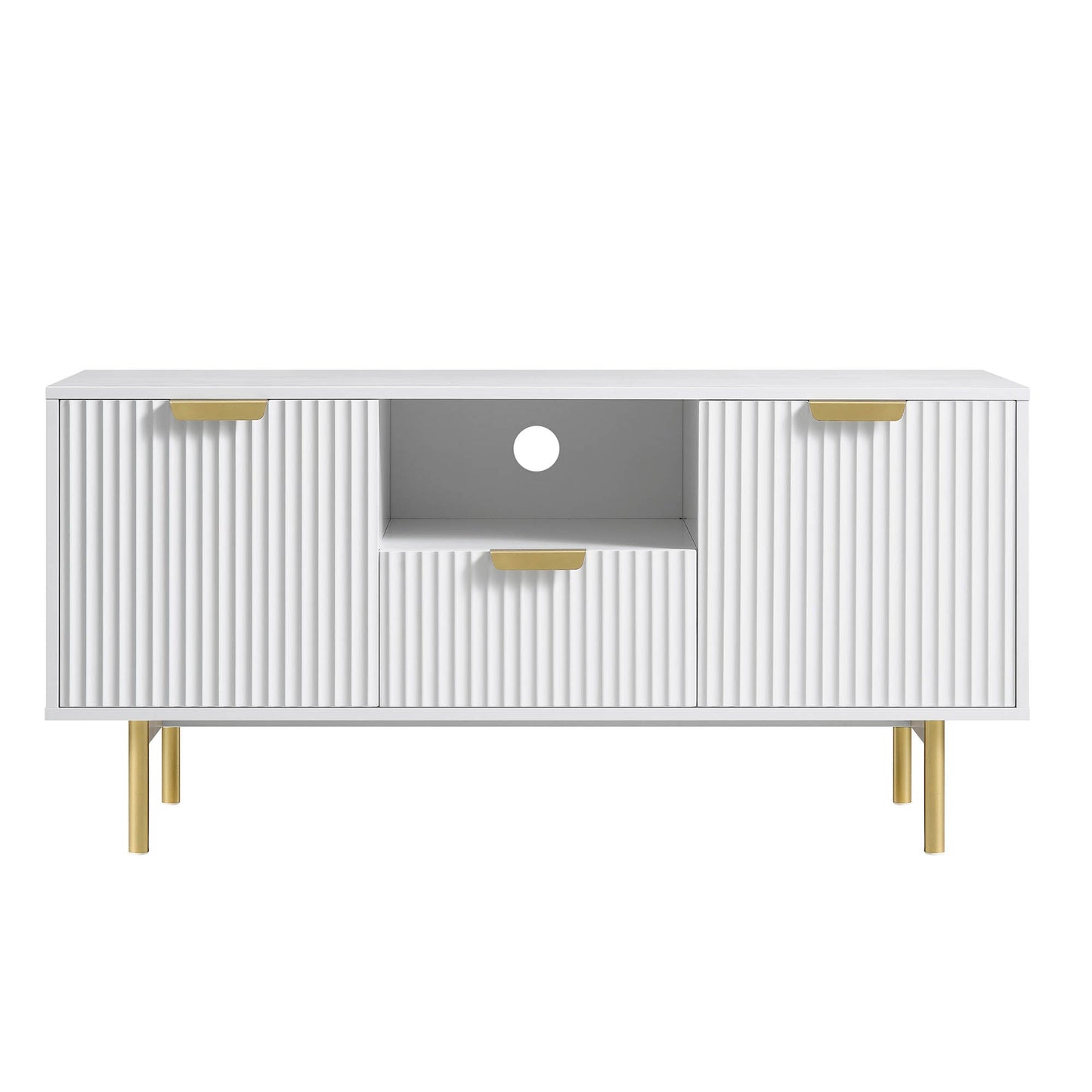 Richmond Ridged 120cm Wide TV Media Unit, Matte White