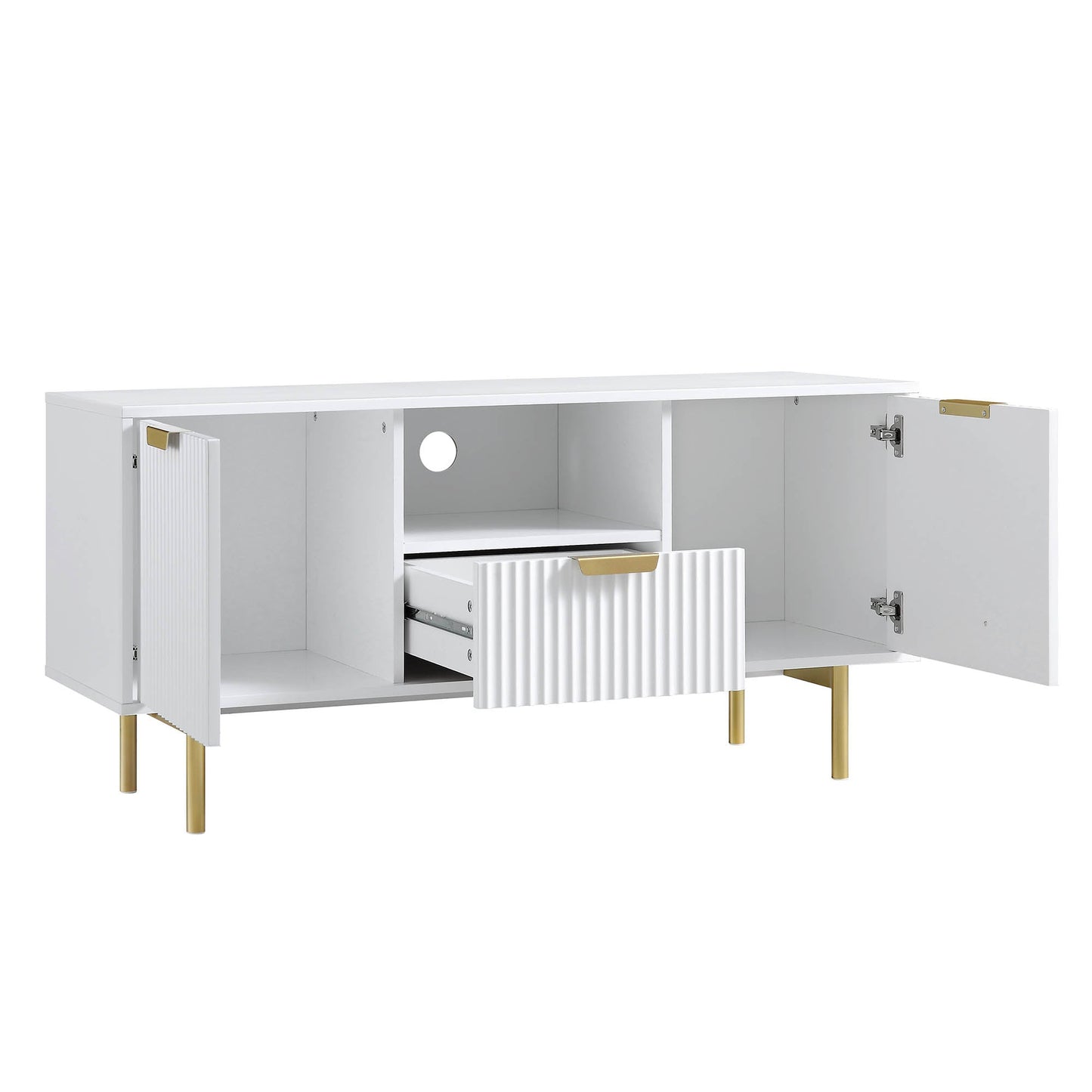 Richmond Ridged 120cm Wide TV Media Unit, Matte White