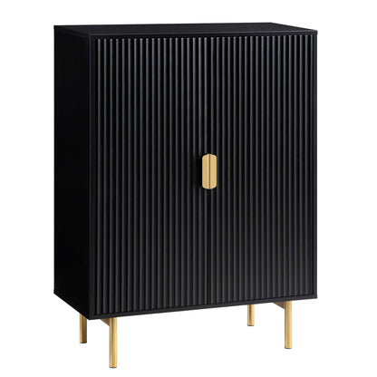 Richmond Ridged Highboard Storage Cabinet, Matte Black