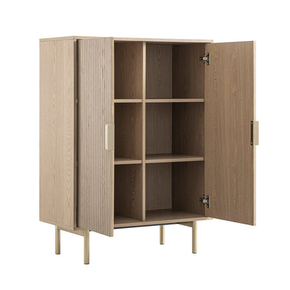 Richmond Ridged Highboard Storage Cabinet, Light Ash