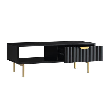 Richmond Ridged Coffee Table with Drawer, Matte Black