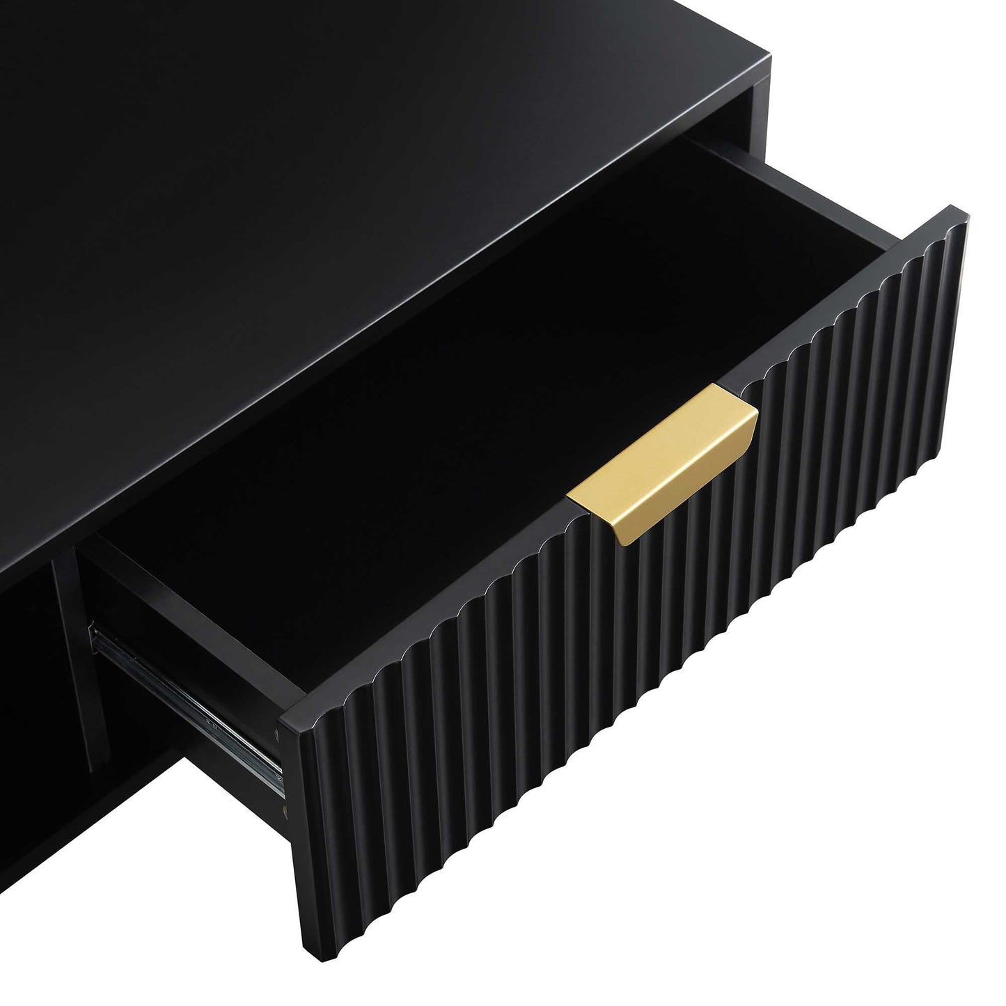 Richmond Ridged Coffee Table with Drawer, Matte Black