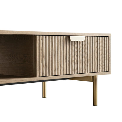 Richmond Ridged Coffee Table with Drawer, Light Ash