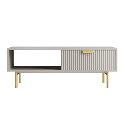 Richmond Ridged Coffee Table with Drawer, Matte Taupe
