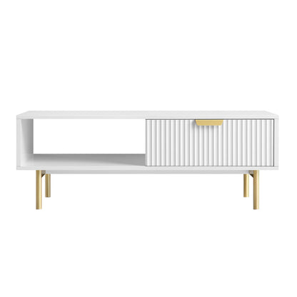 Richmond Ridged Coffee Table with Drawer, Matte White