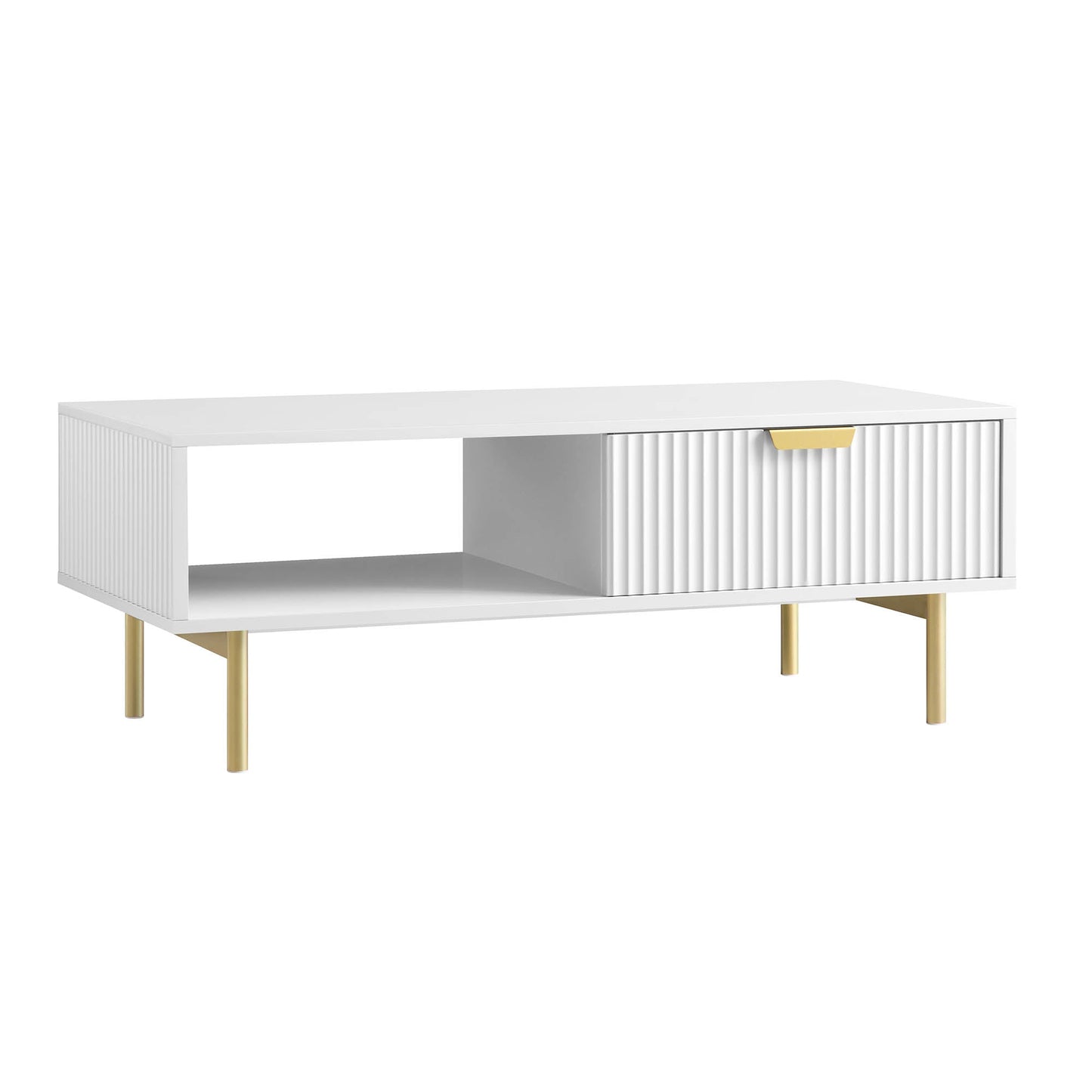 Richmond Ridged Coffee Table with Drawer, Matte White