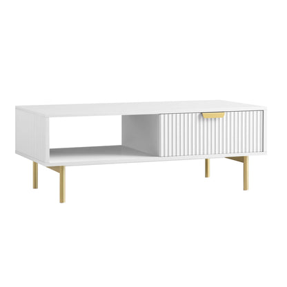 Richmond Ridged Coffee Table with Drawer, Matte White