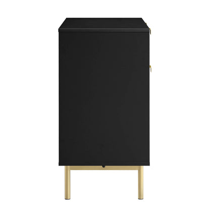 Richmond Ridged 2-Door Cabinet with Drawers, Matte Black