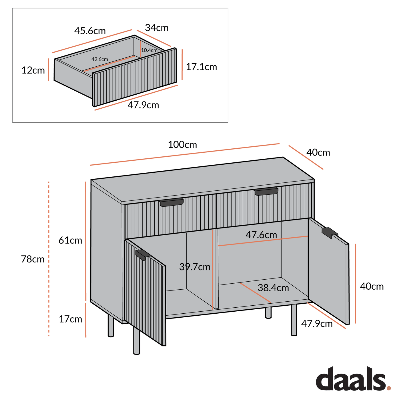 Richmond Ridged 2-Door Cabinet with Drawers, Light Ash