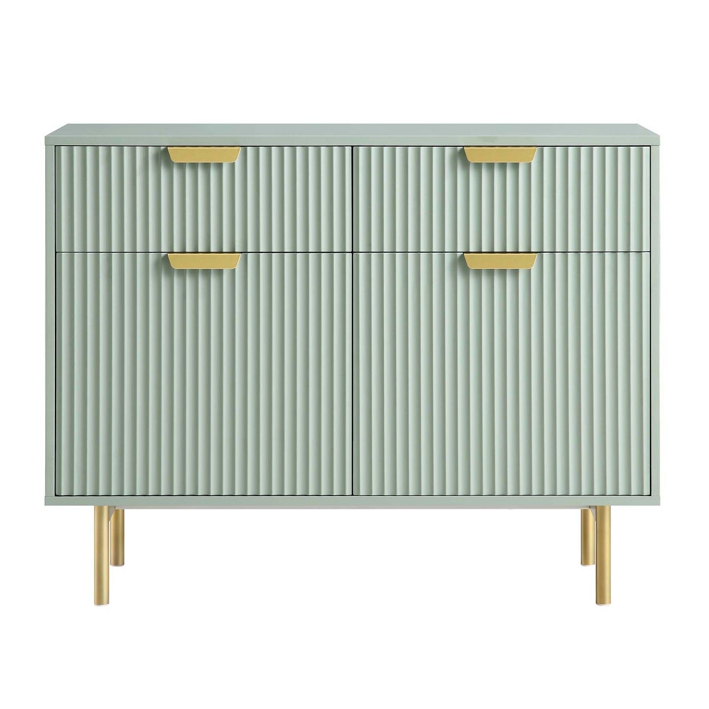 Richmond Ridged 2-Door Cabinet with Drawers, Matte Sage Green