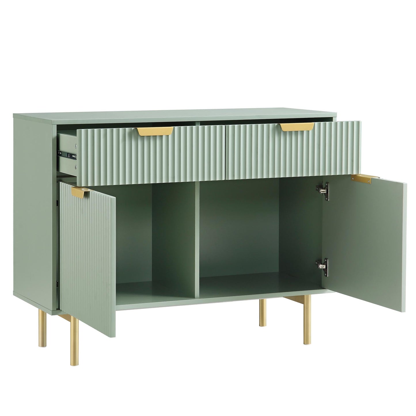 Richmond Ridged 2-Door Cabinet with Drawers, Matte Sage Green