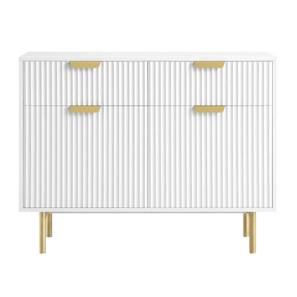 Richmond Ridged 2-Door Cabinet with Drawers, Matte White