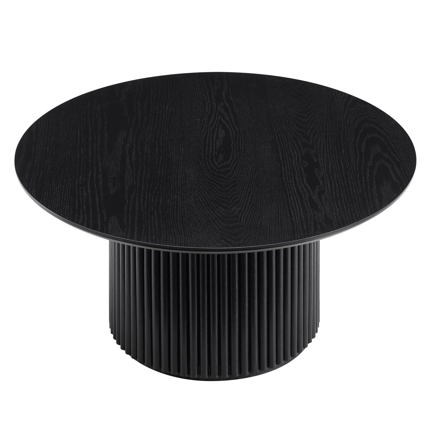 Maru Round Oak Pedestal Coffee Table, Black