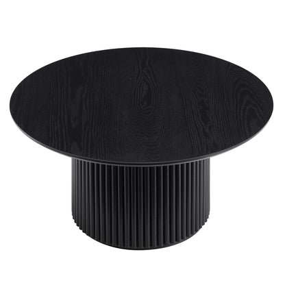 Maru Round Oak Pedestal Coffee Table, Black