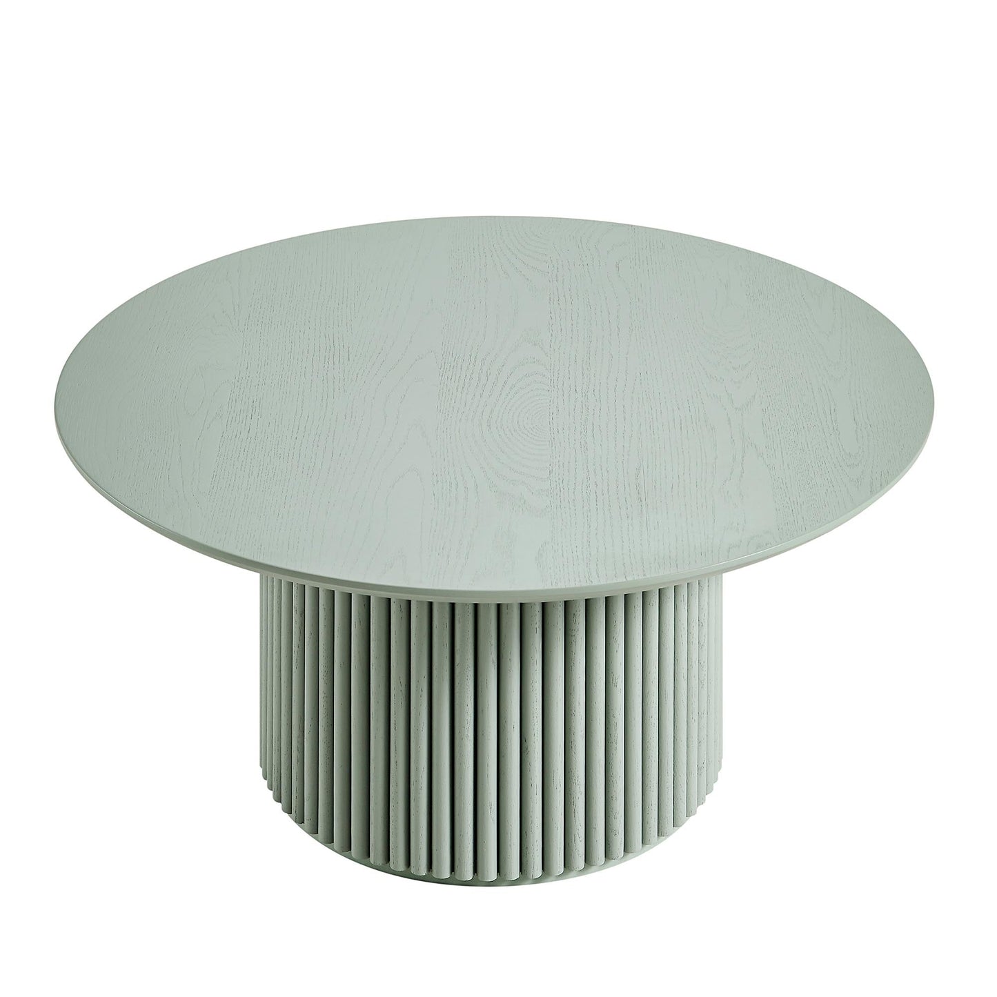Maru Round Oak Pedestal Coffee Table, Sage Green