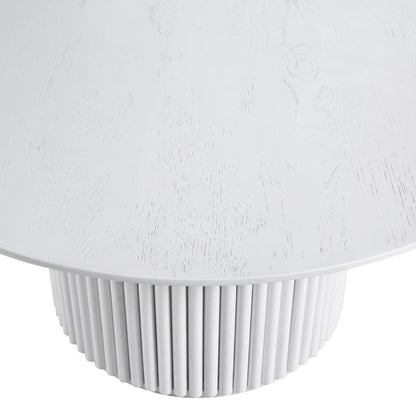 Maru Round Oak Pedestal Coffee Table, Washed White