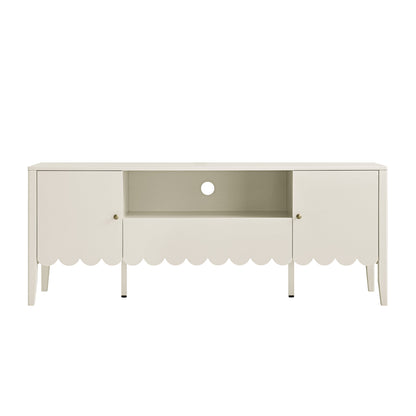 Henley Scalloped Edge 150cm Wide TV Unit, Light Sand