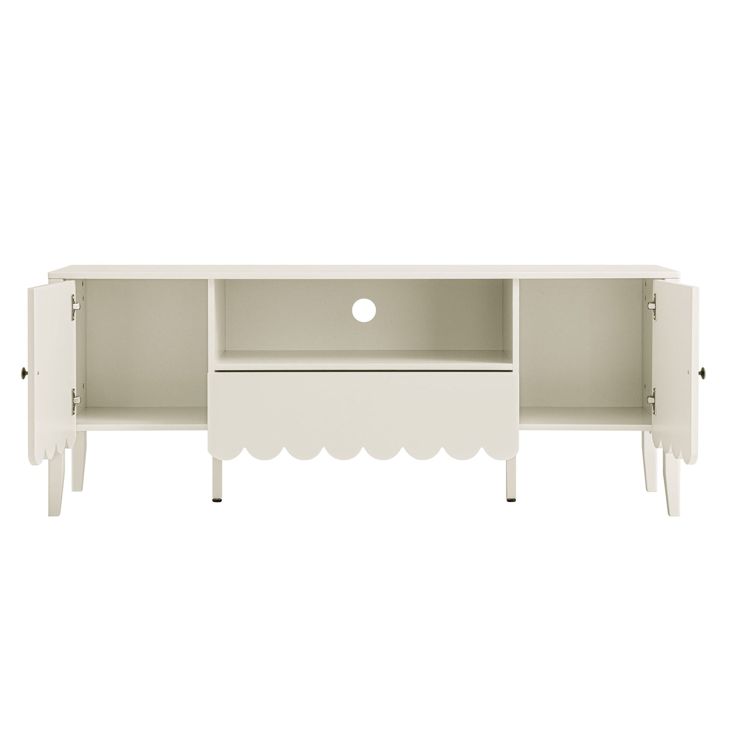 Henley Scalloped Edge 150cm Wide TV Unit, Light Sand