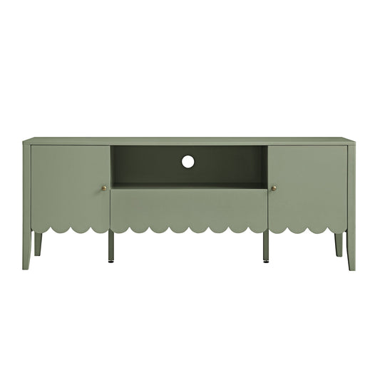 Henley Scalloped Edge 150cm Wide TV Unit, Sage Green