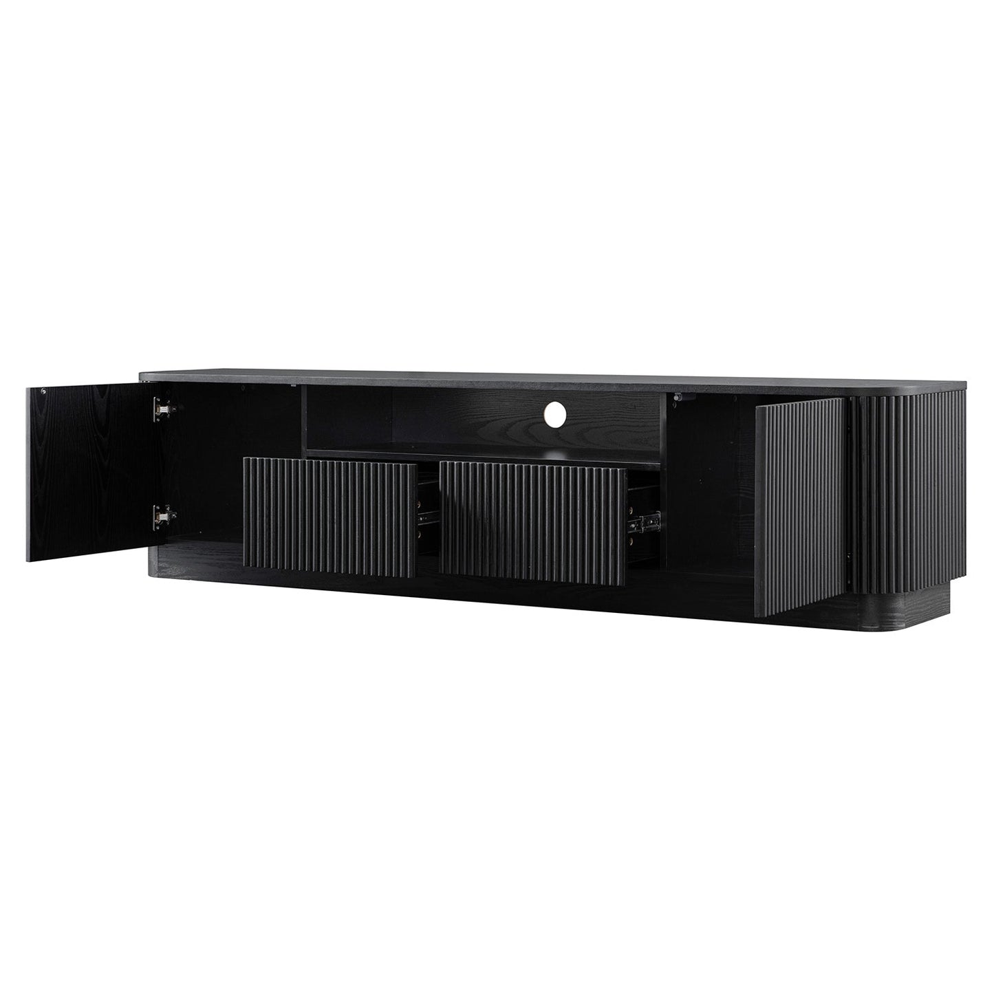 Maru 200cm Wide TV Unit with Drawers, Black