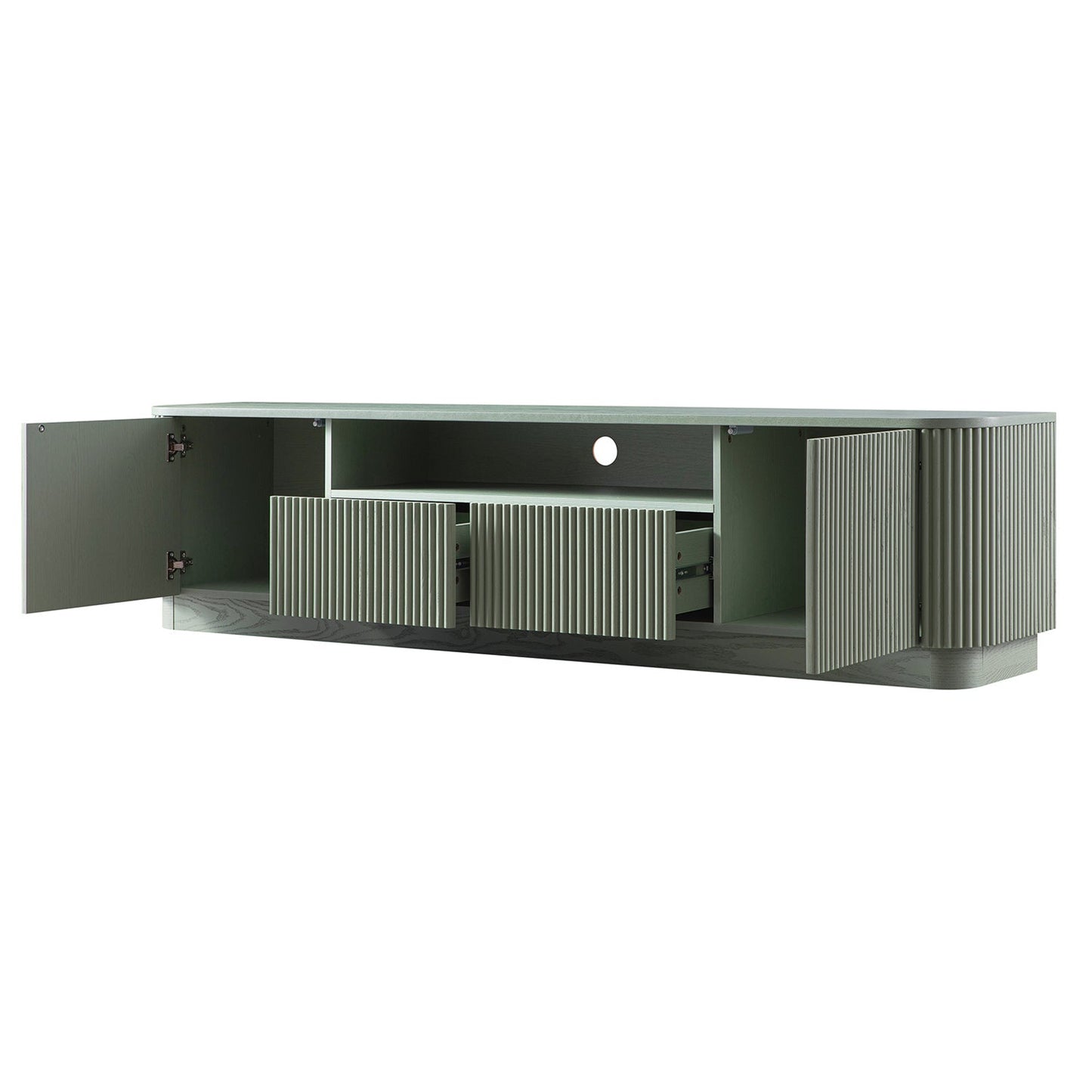 Maru 200cm Wide TV Unit with Drawers, Sage Green