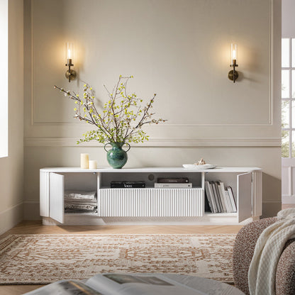 Maru 200cm Wide TV Unit with Drawers, Washed White