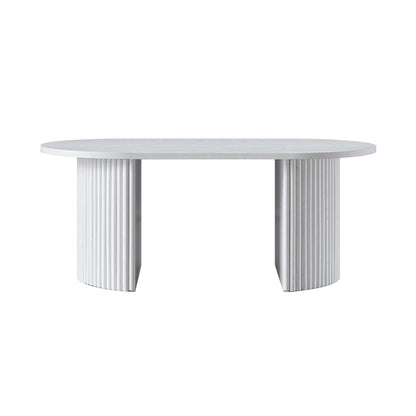 Maru Oval Coffee Table, Washed White