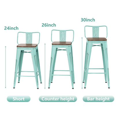 Bar Stools With Back set of 4 Industrial Metal Barstools with Wooden Seats