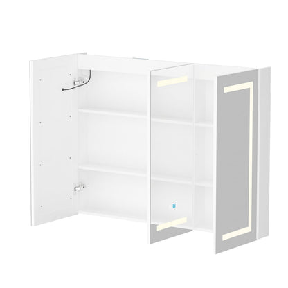 Bathroom Medicine Cabinet LED Mirror Anti-Fog 6000K Wall Cabinet White
