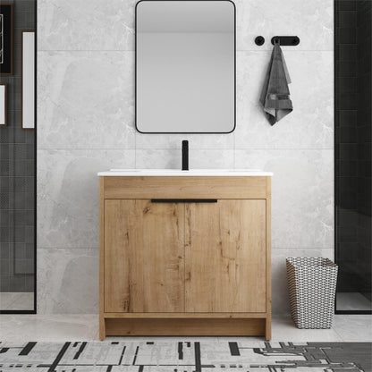 Beingnext 24/30/36 Bathroom Vanity with Sink, Freestanding Bathroom Vanity with Soft Close Door and Adjustable Shelf