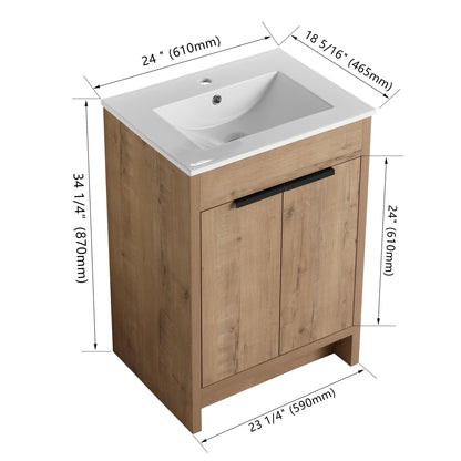 Beingnext 24/30/36 Bathroom Vanity with Sink, Freestanding Bathroom Vanity with Soft Close Door and Adjustable Shelf