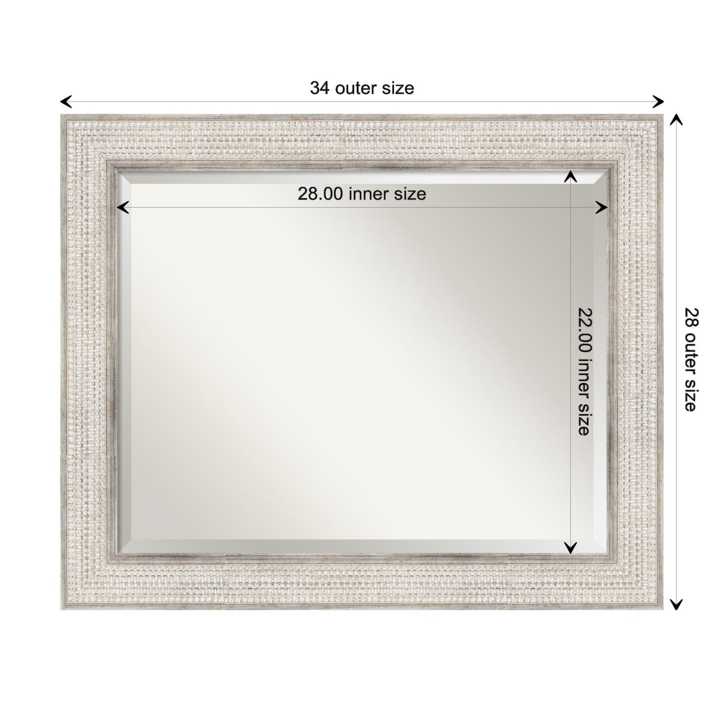Beveled Wood Bathroom Wall Mirror - Trellis Silver Frame - Trellis Silver